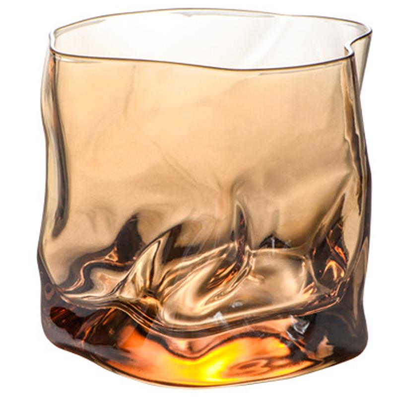 Krystall whiskyglass uregelmessig stilfritt vinglass drikkeglass kopp til whisky vin vodka bar klubb øl vinglass: Rav