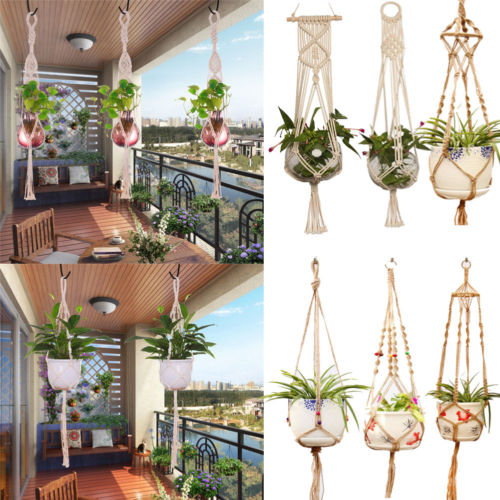 Cintre Vintage pour plantes en macramé, pour Pot de fleurs, panier à suspendre sur les jambes de jardin