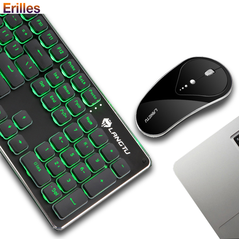 Oplaadbare Draadloze Toetsenbord En Muis Laptop Pc Computer Mechanische Toetsenbord Met Achtergrondverlichting 2.4G Gaming Muis Toetsenbord