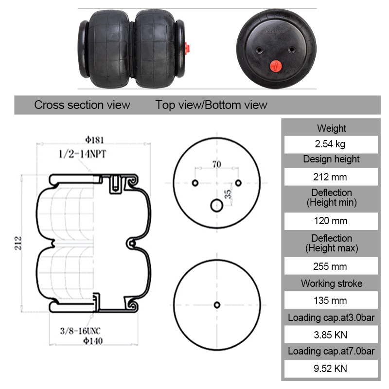 2600Ib Air Bags Single Port 1/2&quot;npt Air ride Springs suspension for Ford F150/F250, for GMC Sierra, for Chevrolet Silverado