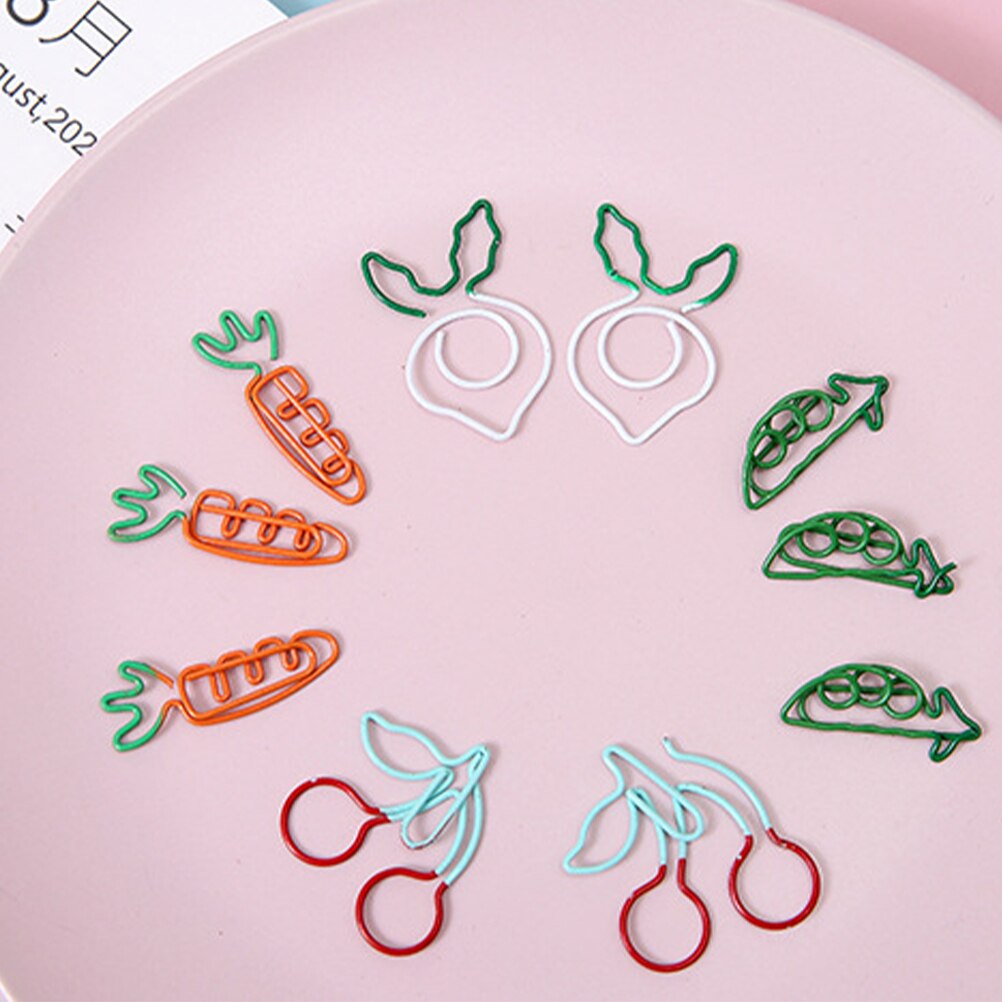 32pcs Office Paper Clips Metal Clips Cartoon Paper Clamps for Office Use