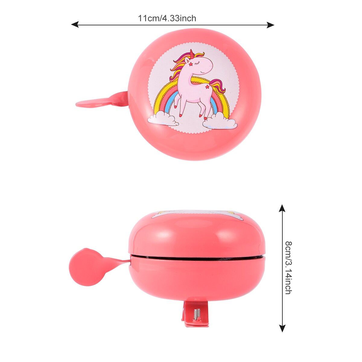 Decoración Estilo campana de bicicleta bonita campana de bicicleta unicornio estampado campana de bicicleta sonido nítido timbre para Scooter triciclo niños DIY Adorno