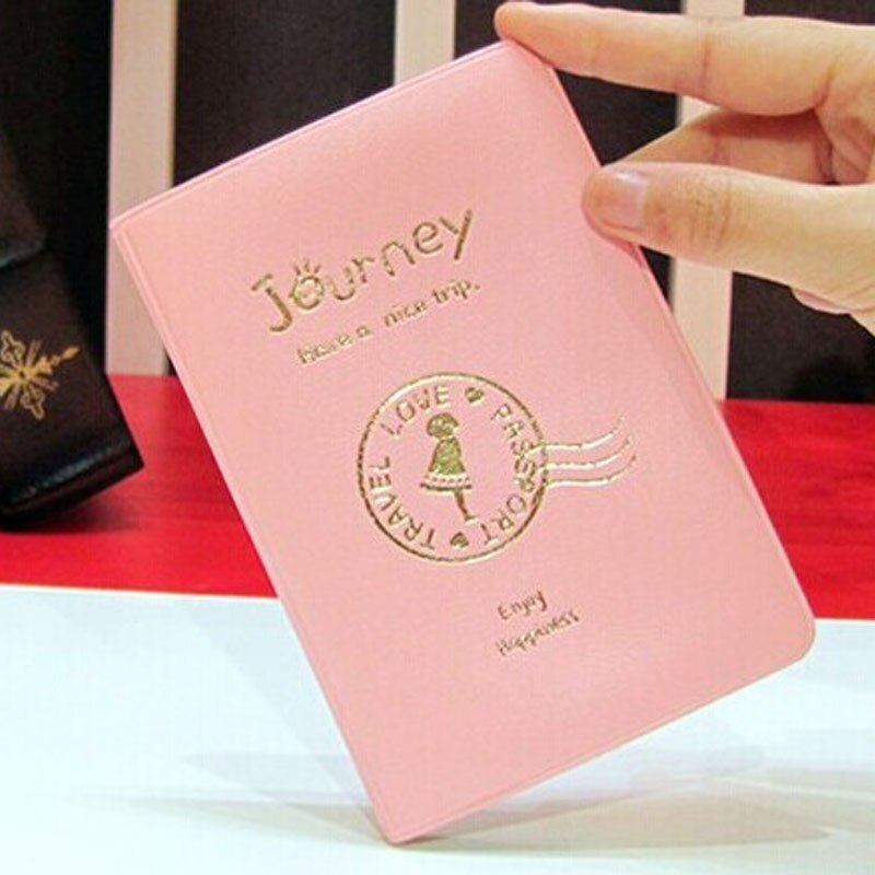 Rejse pas dækningskort kvinder mænd holder pu læder taske beskytter bærbar kreditkort rejse id & dokument pas indehaver: Lyserød