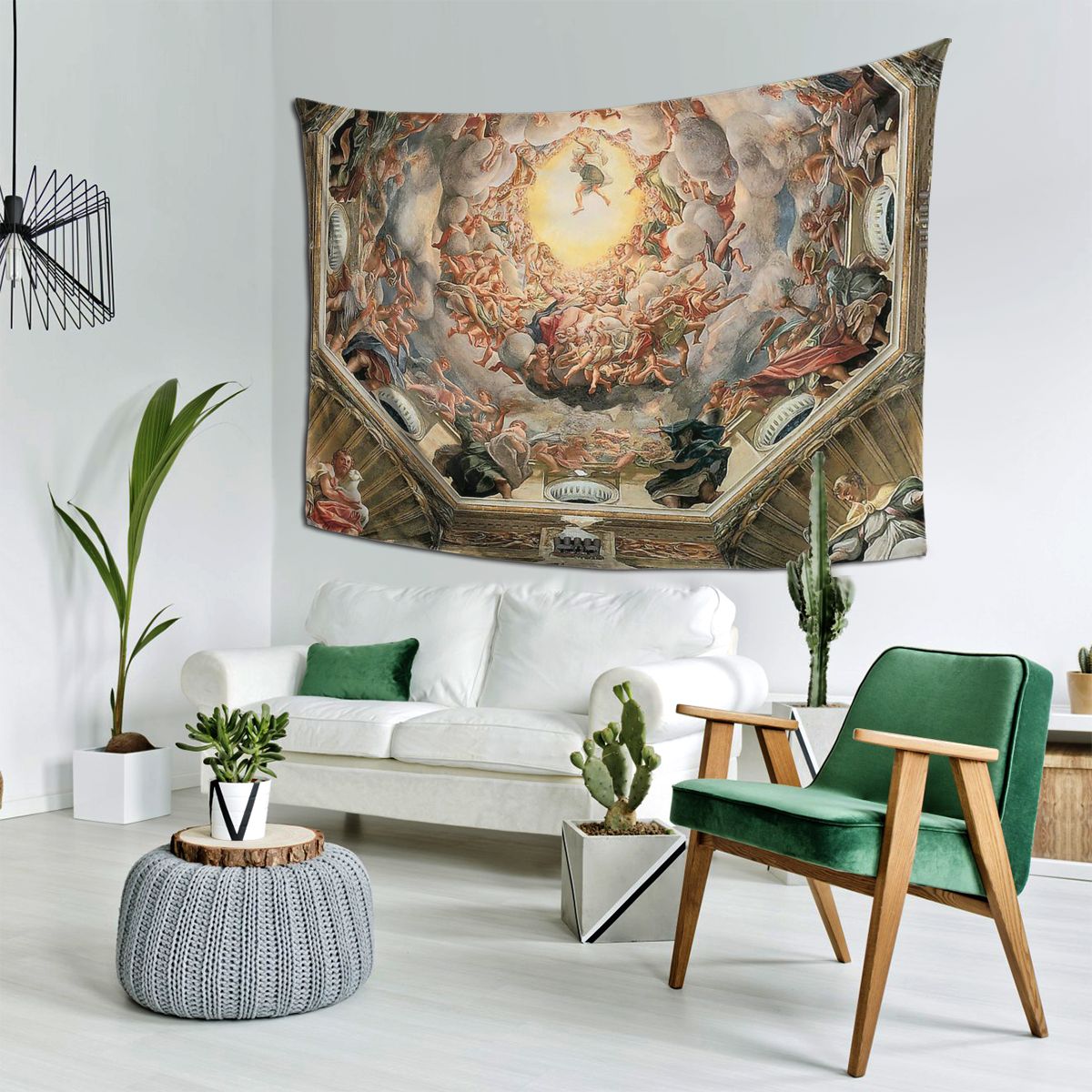 Sixtijnse Kapel Plafond Michelangelo Tapijt Deken Tafelkleed Renaissance Wolken Sky Wandtapijten Polyester Picknick Deken