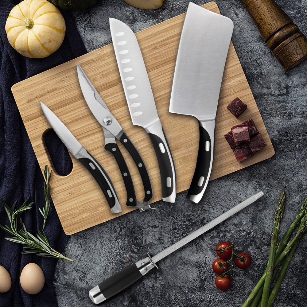 Jaswehome 6pcs Kitchen Knife Set Stainless Steel Knives Paring Utility Chef Knife Cooking Accessory Chef Knives Set