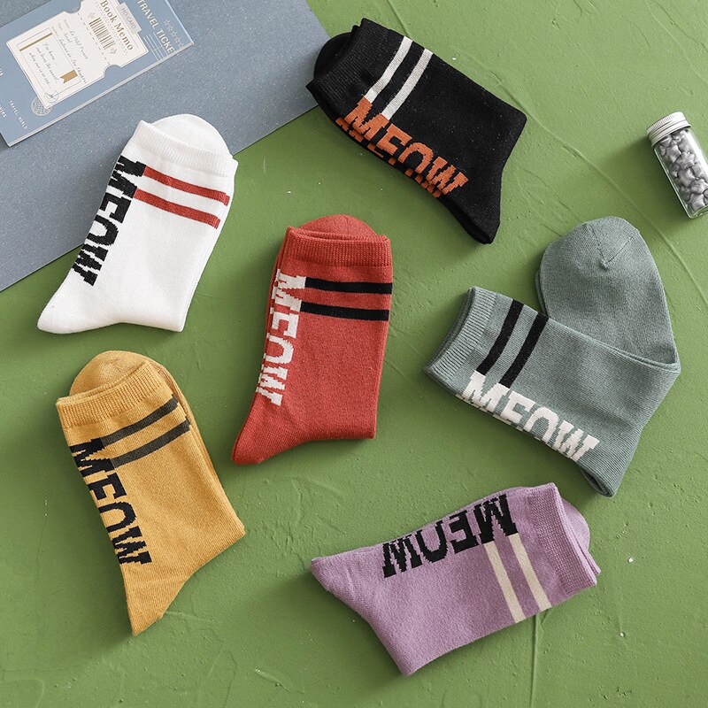 Streetwear hiphop vrouw coole sokken harajuku wit skateboard gestreepte kunst katoenen damessok femme chaussettes sokken
