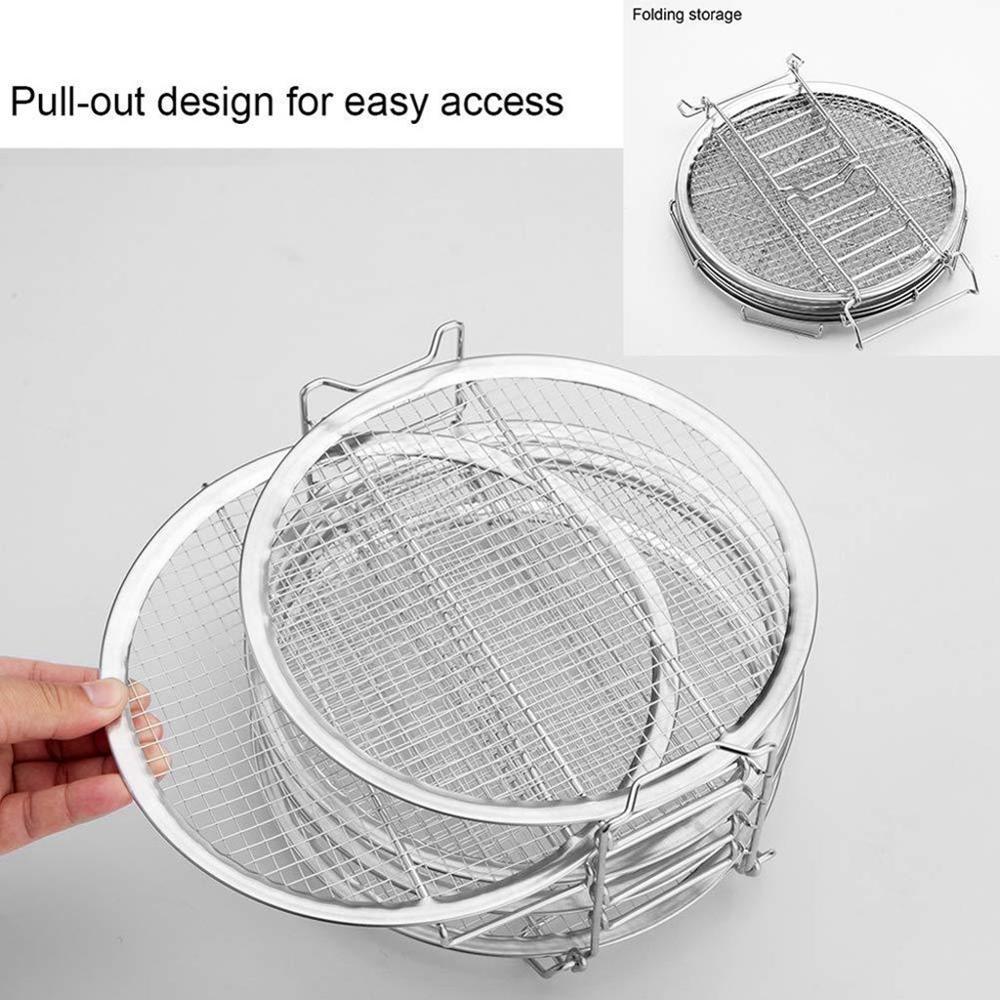 Grill Stand Air Fryer with Five Stackable Layers Food Grade Stainless Steel Dehydrator Rack Accessories