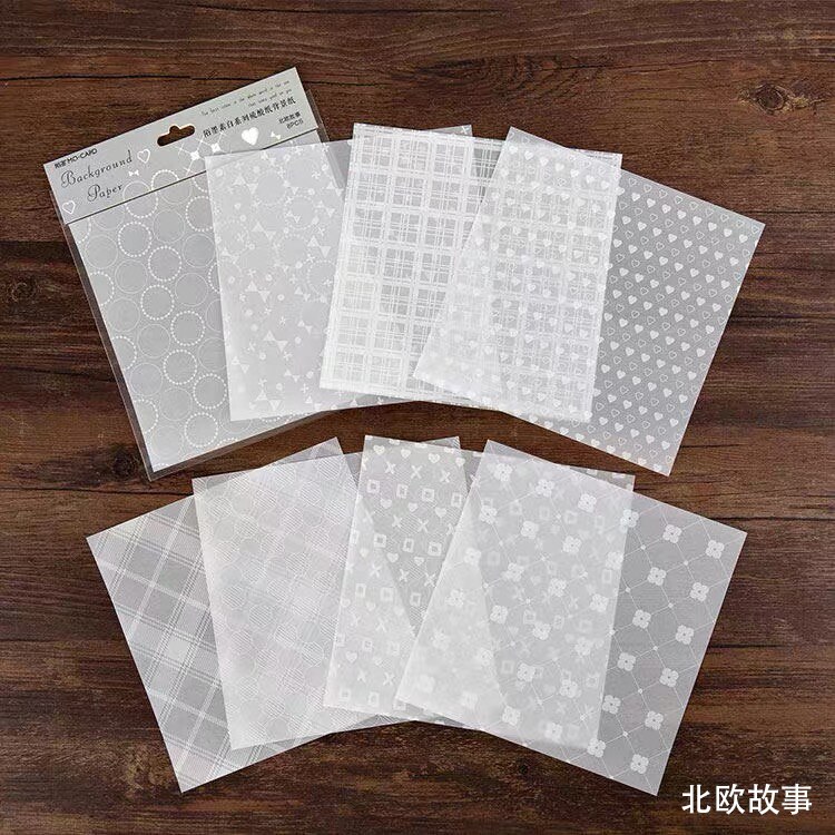 Blanco liso serie ácido sulfúrico Material de fondo de papel de diario planificador Scrapbooking decorativo Vintage papel para manualidades DIY: A