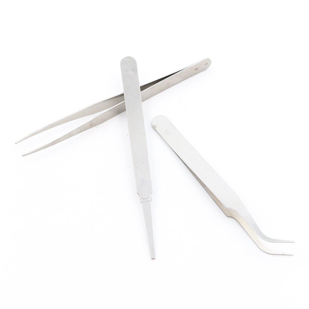 3 pcs Practical Repair Precision Assembly Set Tool Stainless Steel Electronic Tweezers