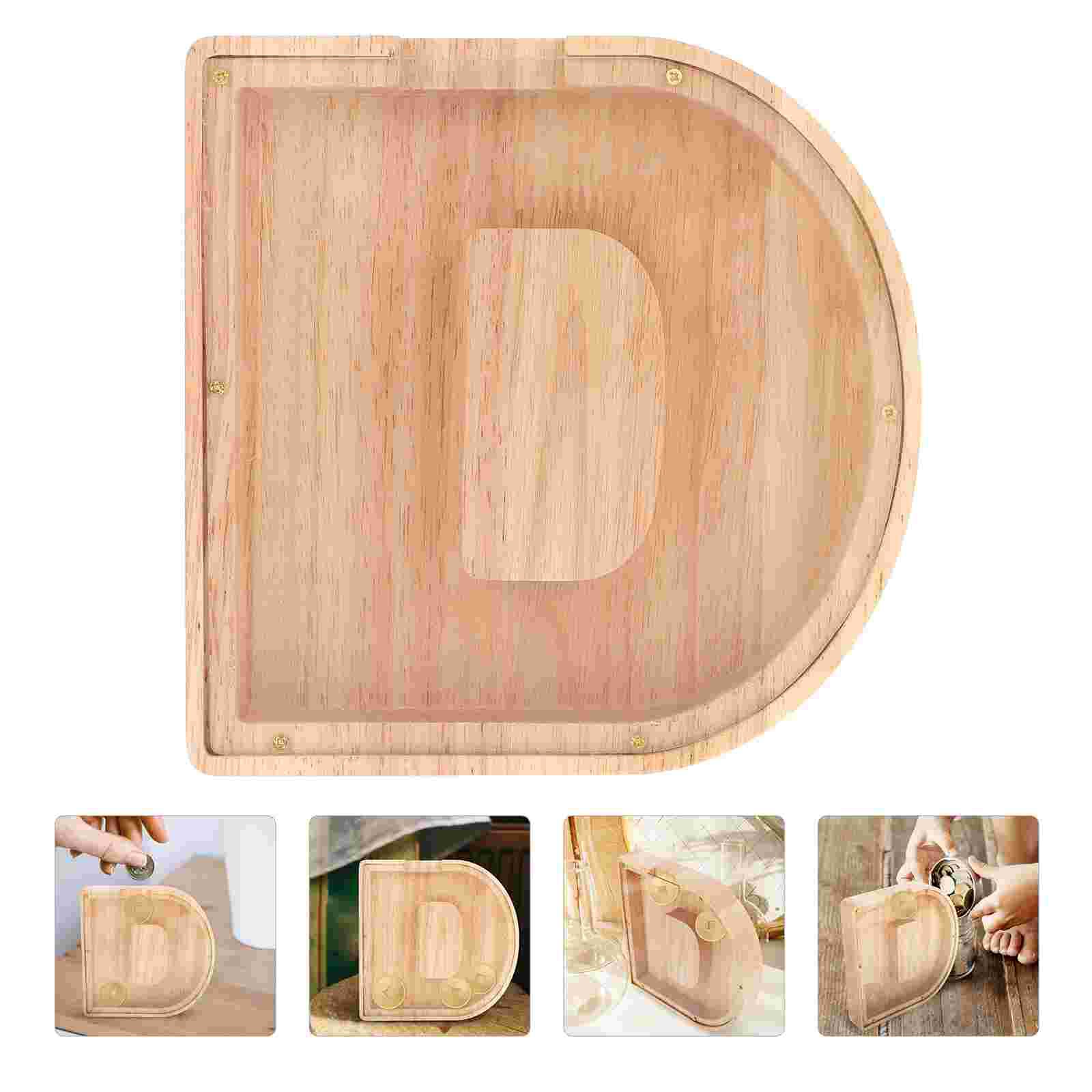 English Letter Saving Pot Wood Coin Bank Funny Letter Desktop Ornament: 18x18cm