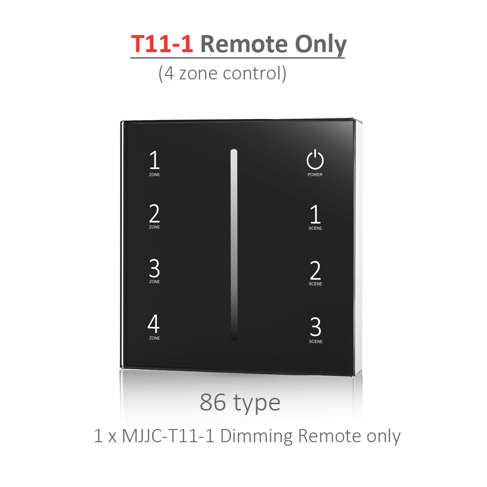 LED Dimmer 12v 24v 1CH 15A DC PWM 2.4G Wireless Smart Wifi Wall Touch Single Color LED Strip Light Dimmer Controller Switch V1-L: T11-1 Black Only
