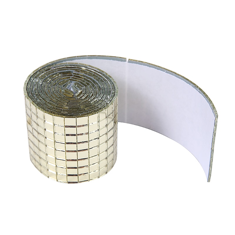 1Roll Zelfklevende Mini Spiegel Mozaïek Vierkante Glas Sticker Tegel Home Muur Plafond Decoratie Spiegel Mozaïek Stickers 5x5mm
