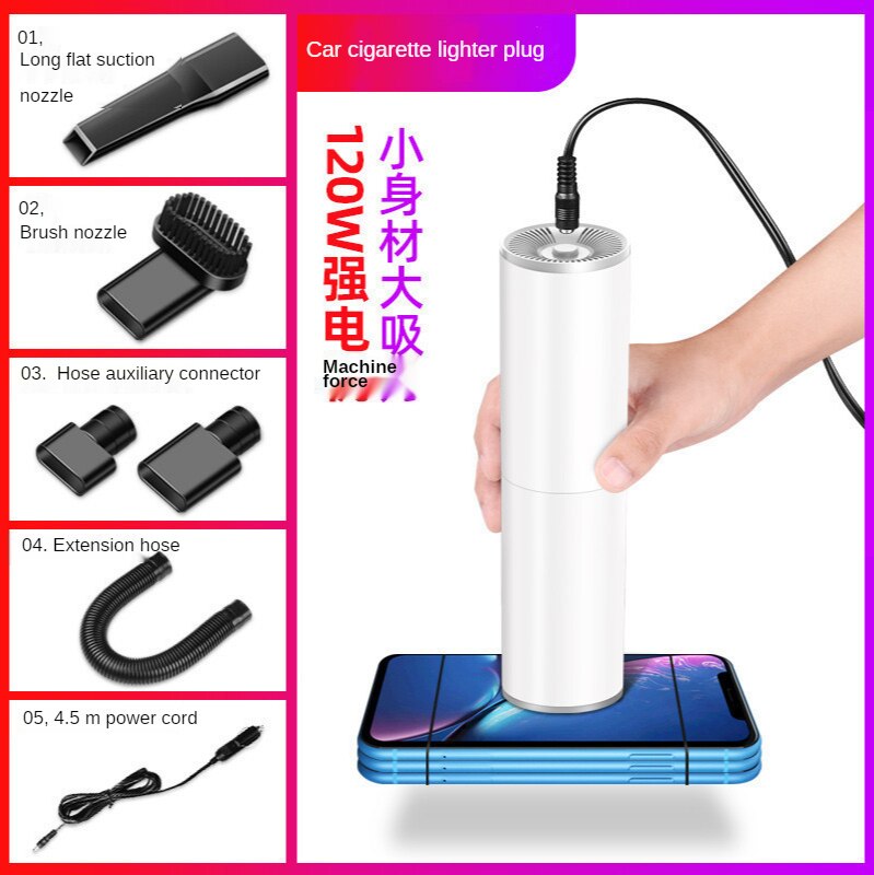 Wireless Portable Car Vacuum Cleaner Handheld Auto Vaccum 120W High strong Suction For Home Cleaning Wet Dry Mini Vacuum Cleaner: black
