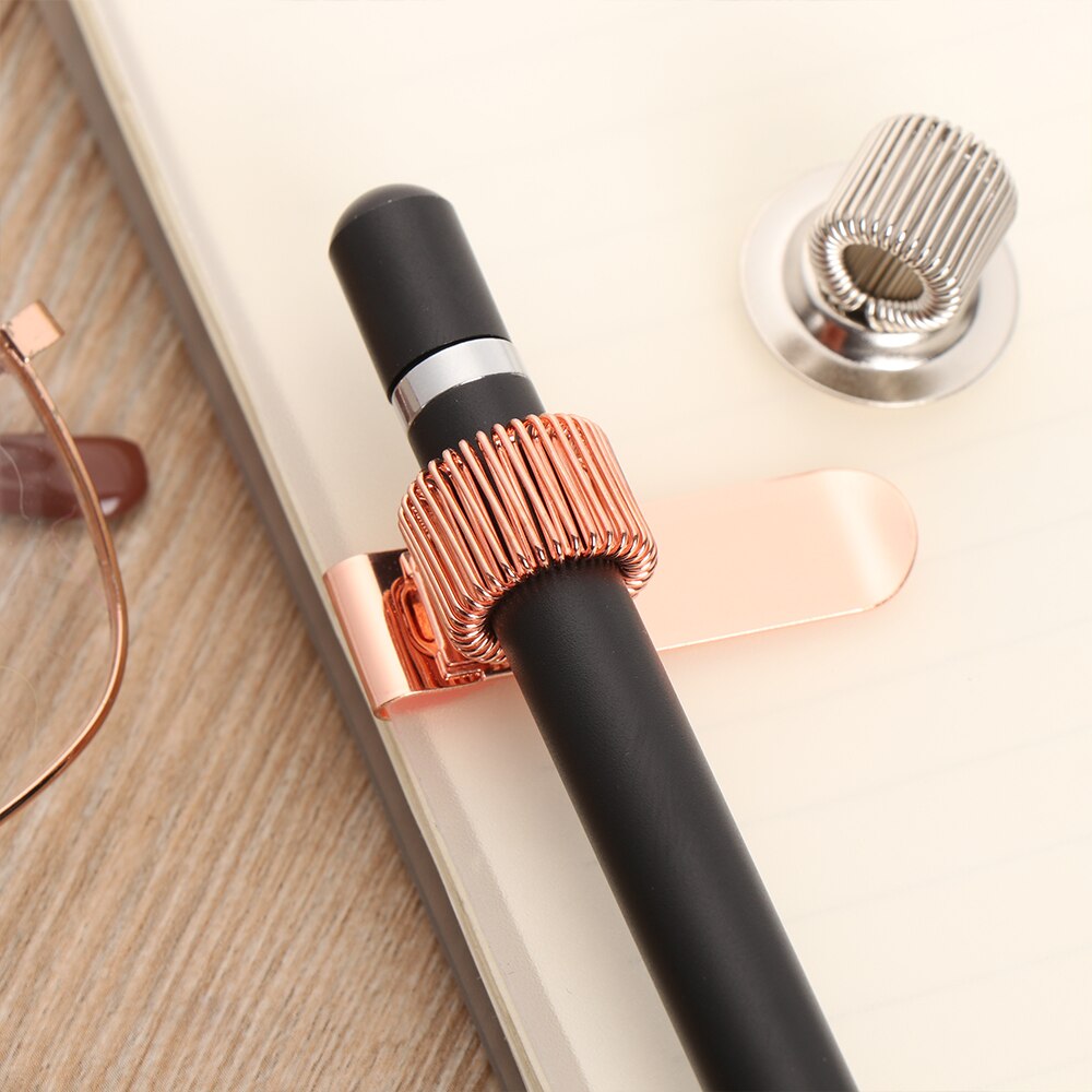 Metal Pencil Holder Spring Pen Clip Elastic Loop Single Hole Double Opening Triple Orifice Portable Writing Supplies