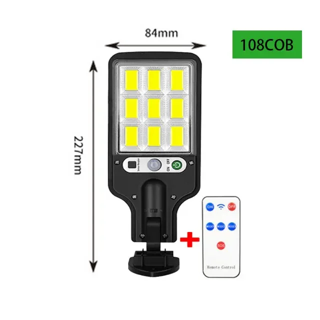 1~6PCS 72/108/117COB LED Solar Street Lamp Cob Solar Lights Outdoor PIR Motion Detector Light Solar Powered Lantern For Carden: Orange / 31-40W