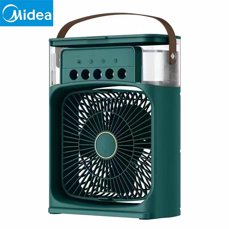 Midea-ventilador portátil 3 en 1, aire acondicionado, Enfriador de aire pequeño para el hogar, luces LED nocturnas, humidificador, ajuste de aire, ventiladores para el hogar,: verde
