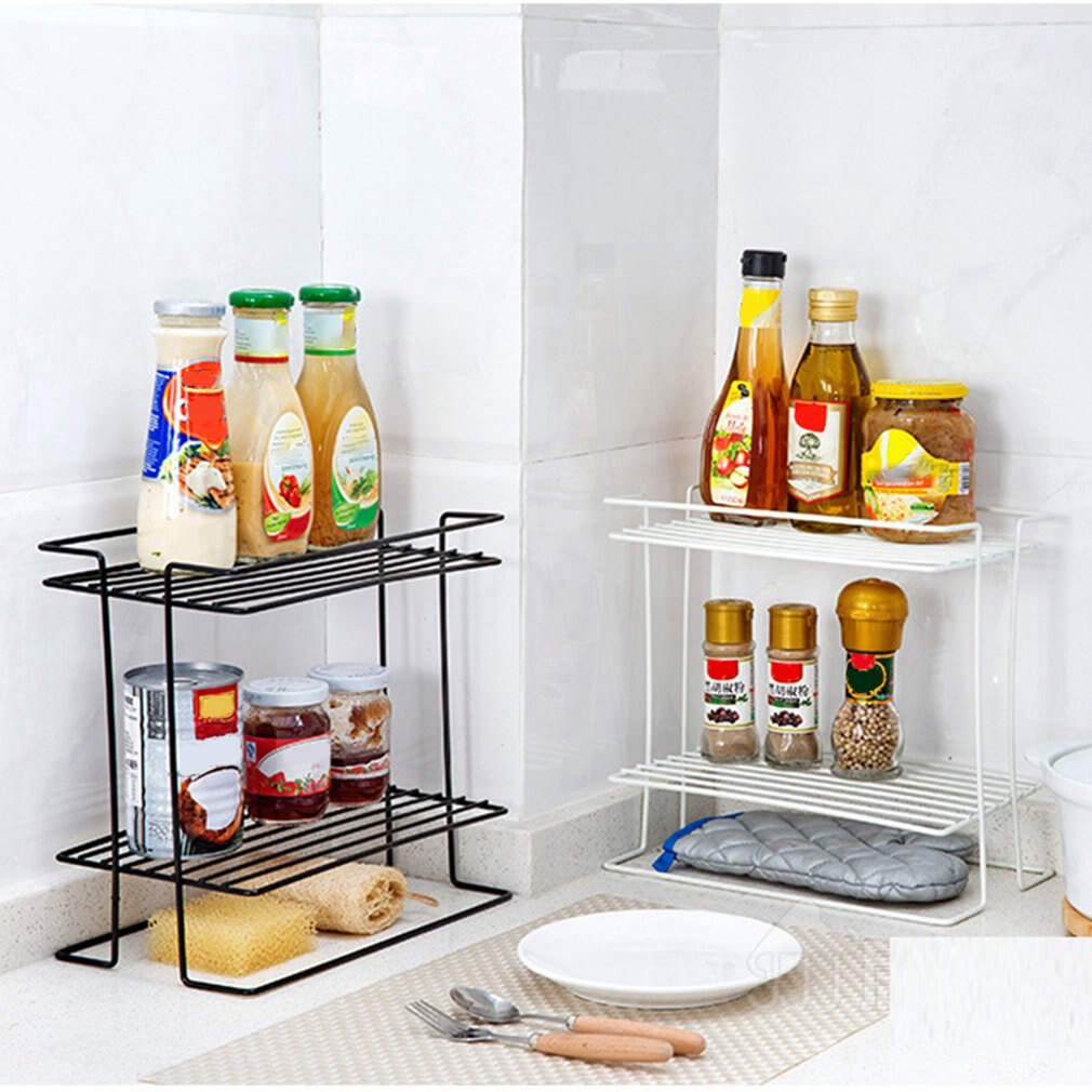 Cocina de doble cara encimera de hierro forjado estante de especias Almacenamiento de condimento suministros de estantería de cocina estante de suelo hogar