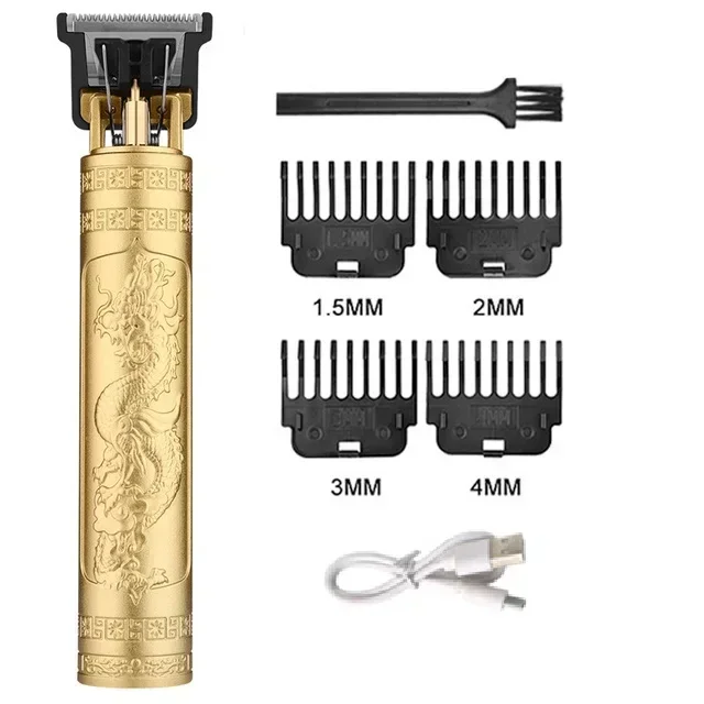 Vintage T9 Hair Cutting Machine Men's Electric Shaver Rechargeable Hair Trimmer Beard Clipper Barber Hair Cut: Orange