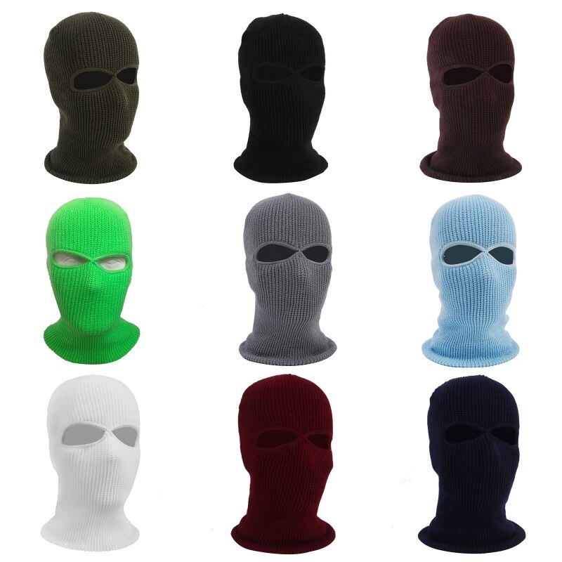 2-Hole Knit Ski Mask Balaclava Hat Winter Full Face Cover Neck Gaiter Beanie Cap