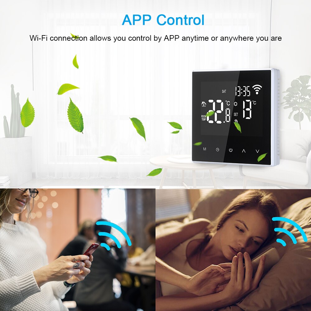Wi-Fi Smart Thermostat Digital Temperature Controller APP Control Programmable Electric Underfloor Heating with Large LCD Screen