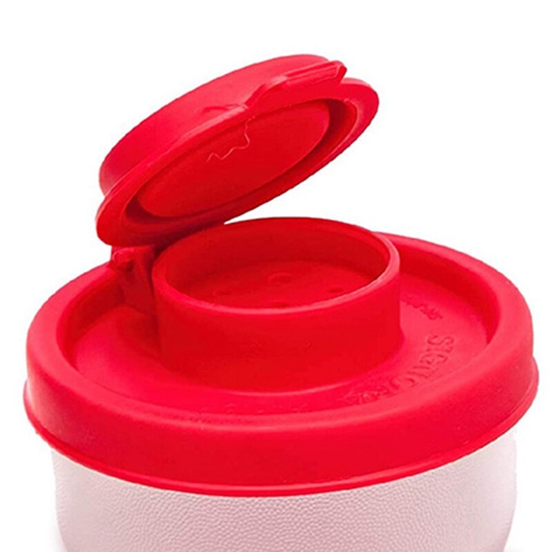 ! Salt And Pepper Shakers Moisture Proof ,Salt Shaker With Red Covers Lids Plastic Airtight Spice Jar Dispenser