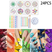 24 Piece Rock Dotting Tools + 8pcs Stencils Art Painting Tools Set DIY Stencil Painting Kit Pens Brushes Set