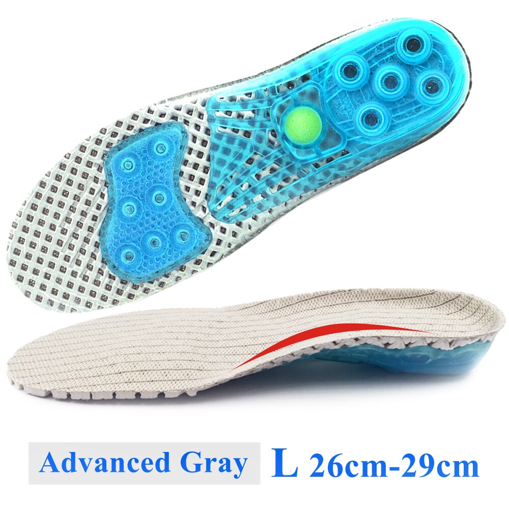 EVA Spring silicone orthopedic arch support Insoles inserts flat feet orthotic shoes sole insoles Plantar Fasciitis,foot care: Gray L EU 41-46 / 2 Pairs