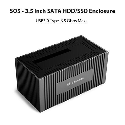 Yottamaster 2.5 3.5 tums hårddiskhölje hdd ssd sata 6 gbps 10 gbps hdd hdd typ-c typ -b 12 v 2a 7-9.5mm 7-15mm hölje: So5 3.5 t- b