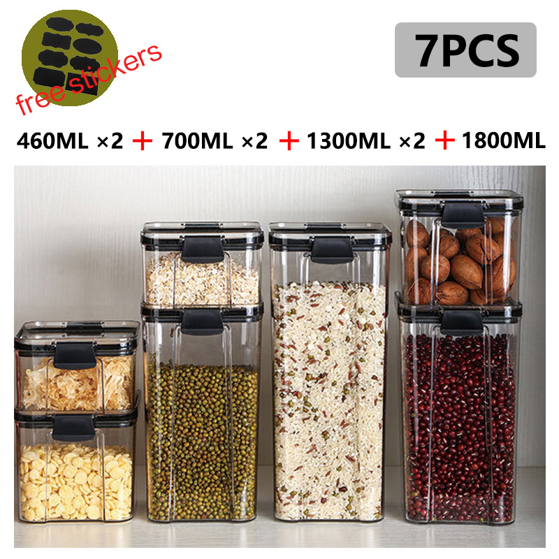 Stackable Kitchen Sealed Jar, Plastic Food Storage Box, Multigrain Tank Bottle, Dried Fruit Tea Containers, 460-1800ml Sets: Burgundy