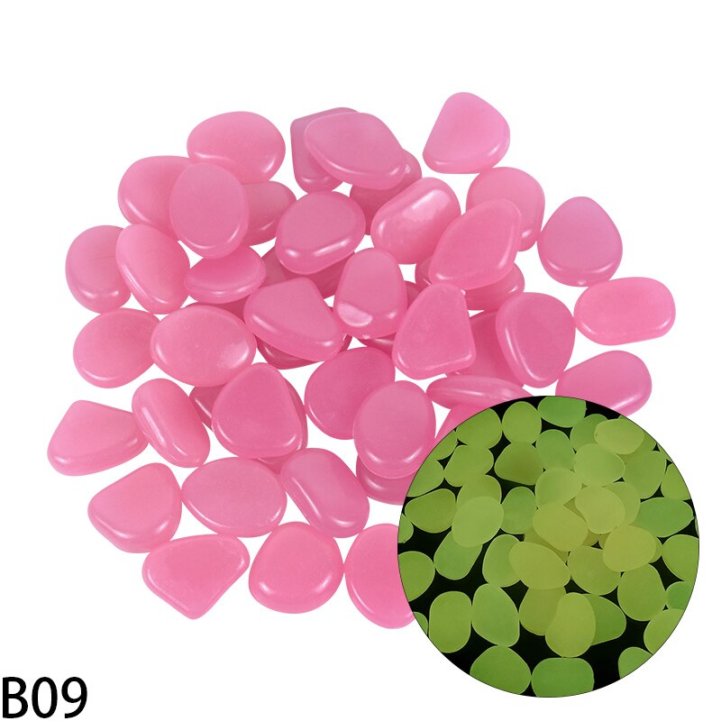 25/50Pcs ornamenti da giardino pietre luminose ciottoli fluorescenti Glow In The Dark Rocks per acquario esterno Home Fish Tank Decor: 50Pcs / B09