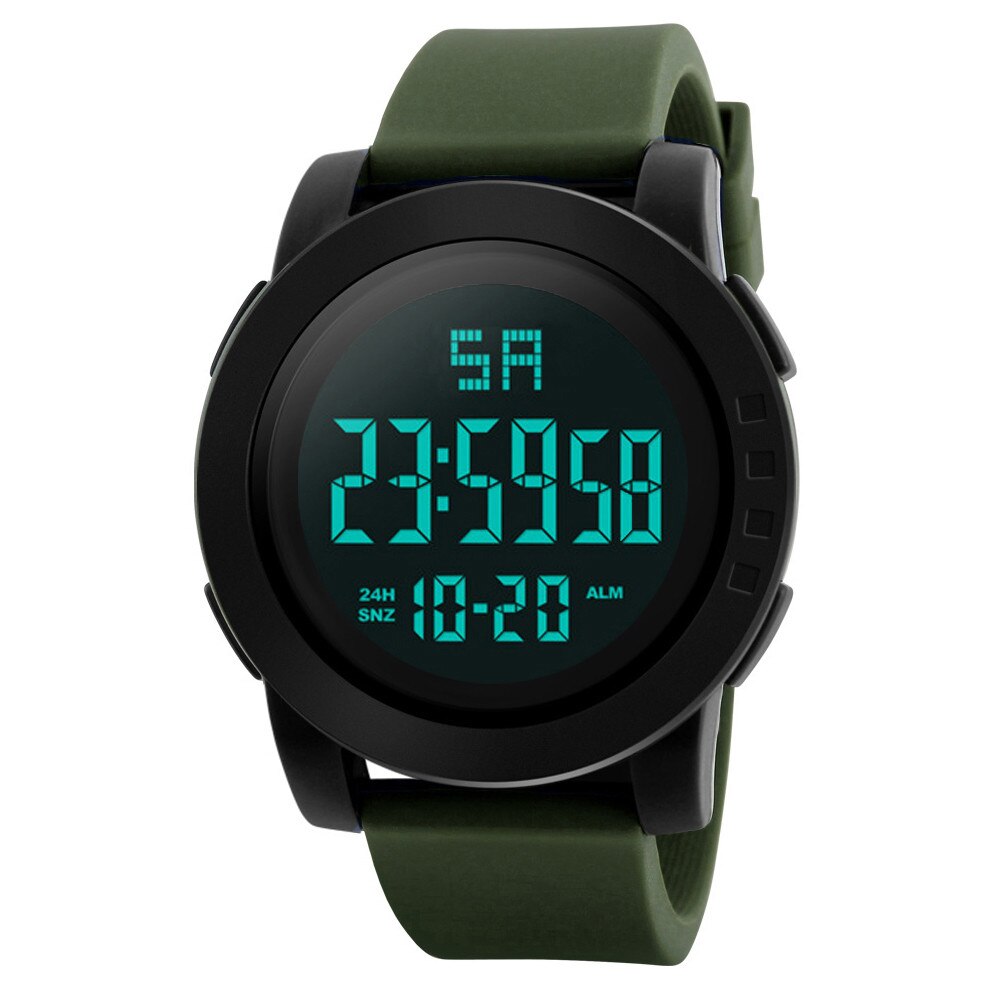 Klassieke Mannen Sport Horloge Waterdicht Multifunctionele Led Lichtgevende Stopwatch Horloges Voor Volwassen: Green