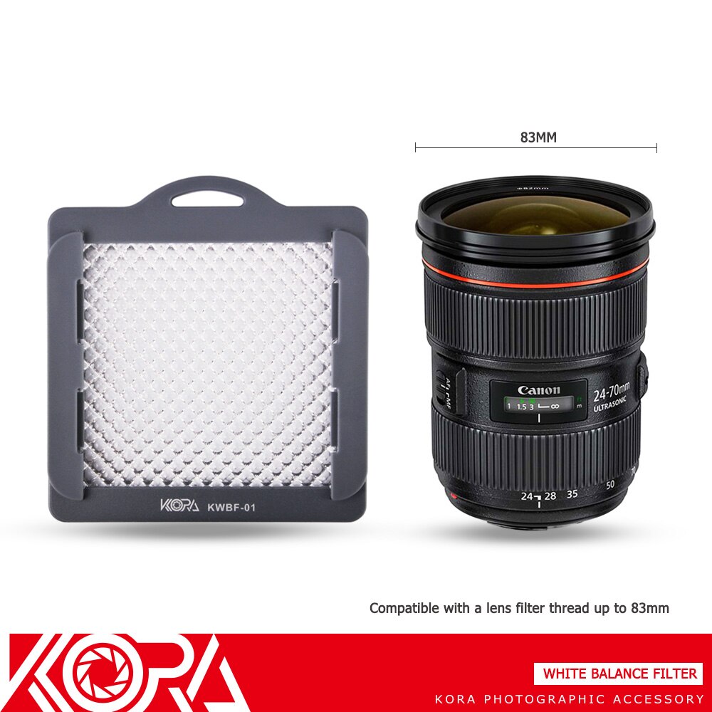 Kora kwbf -01 fotografering hvidbalance filter med strop grå kort til kamera linse op  to 83mm tråd størrelse