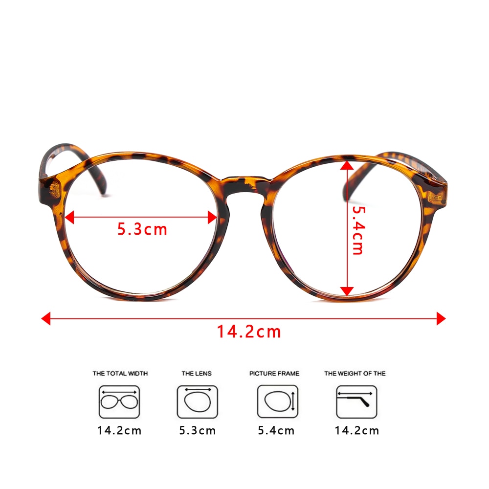 Retro Big Frame Optical Glasses Frame Round Transparent Lens Women Men Ultra Light Printied Eyeglass Vision Care Spectacles