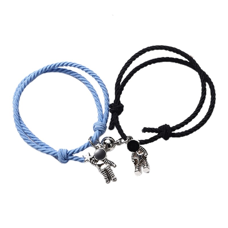 ANGELADY-pulsera de la Amistad minimalista para parejas, Kit de pulsera de distancia magnética trenzada, 2 unidades: Astronaut 3