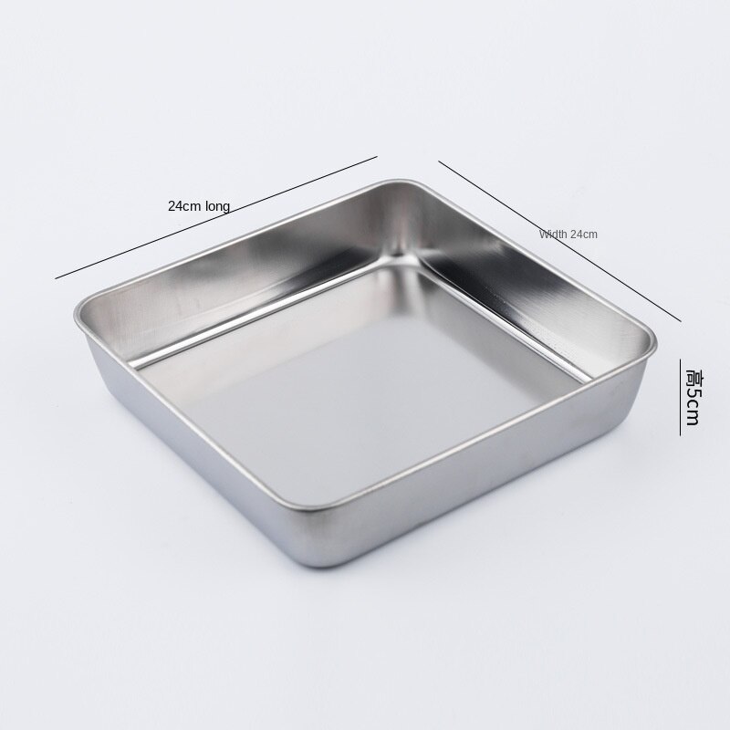 Stainless Steel Deepening Baking Tray Japanese Style Flat Bottom Hotel Tray Square Draining Tray Fresh-Keeping Box with Lid: Large size