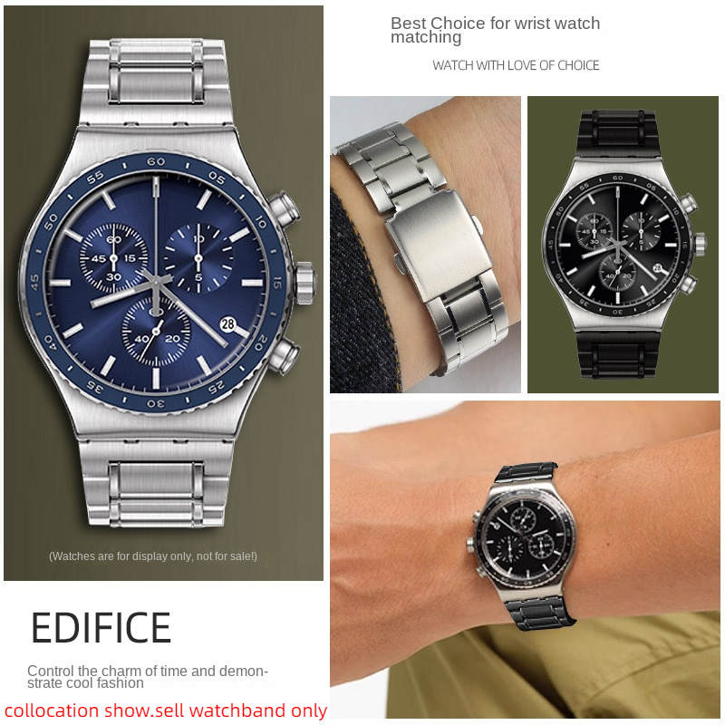 Langere Heren Horlogebandje Voor Stalen Ycs Yvs Ygs Matte Roestvrijstalen Opvouwbare Gesp Horlogeband 19Mm 21Mm Zilver Black Metal Band