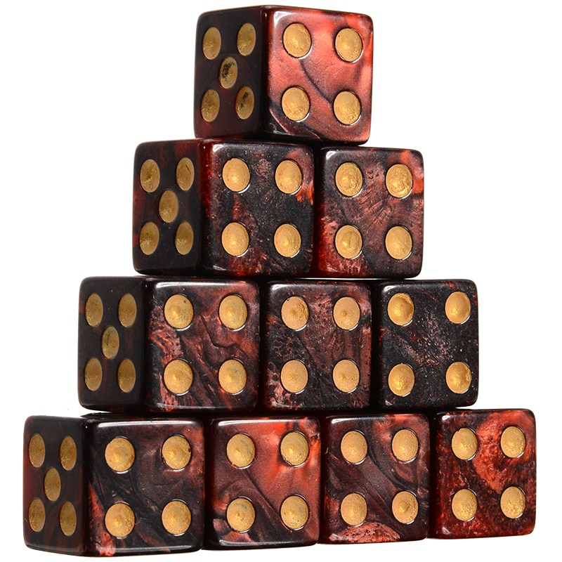 10pcs 6 Sided Dice 16mm Colorful Dice Round Corner Pearl Gem Dices Set Playing Table Games Entertainment Dice: Default Title