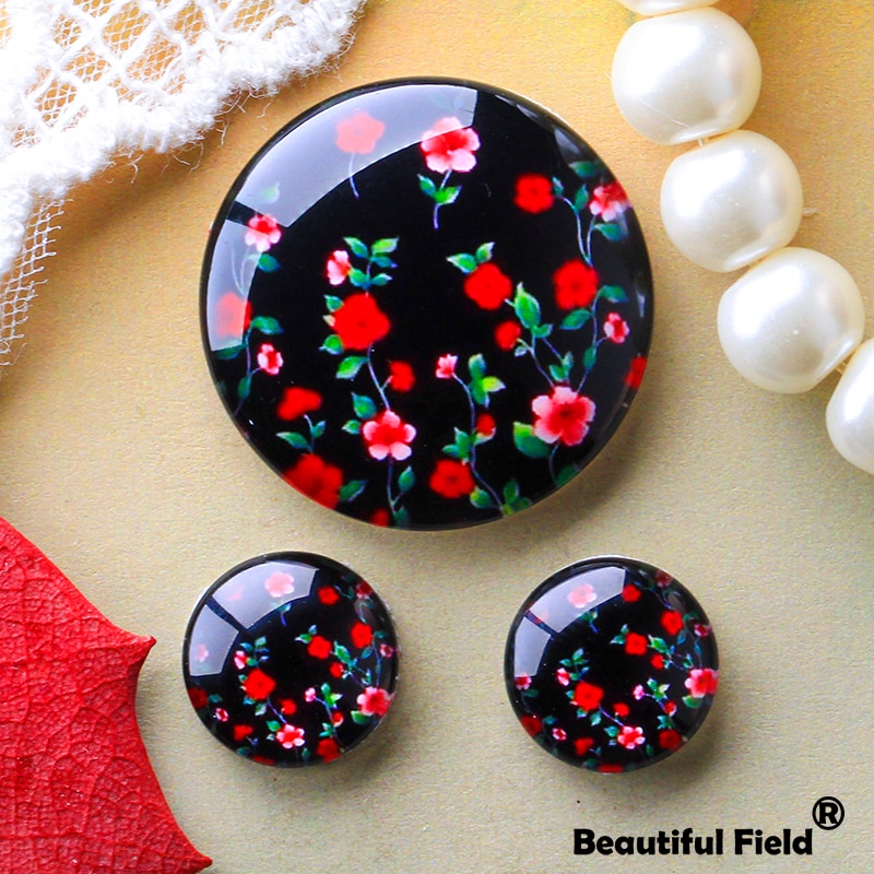12mm 25mm 14mm 16mm 18mm 20mm zdjęcie piękne szklane kaboszony okrągłe Cameo zestaw Handmade ustawienia kamienne kwiaty FL028
