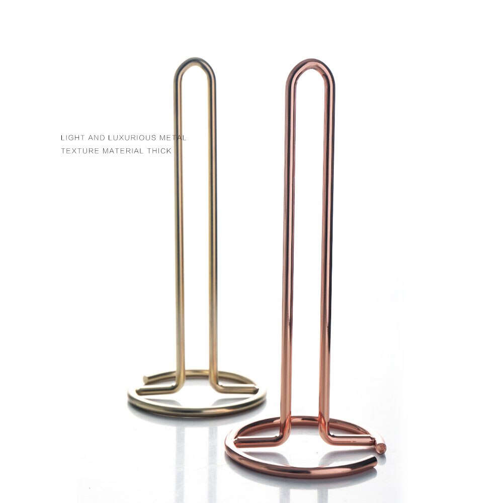 Paper Towel Holder Stainless Steel Standing Tissue Stand Rose Gold Kitchen Bathroom Napkins Rack Home Table Accessories