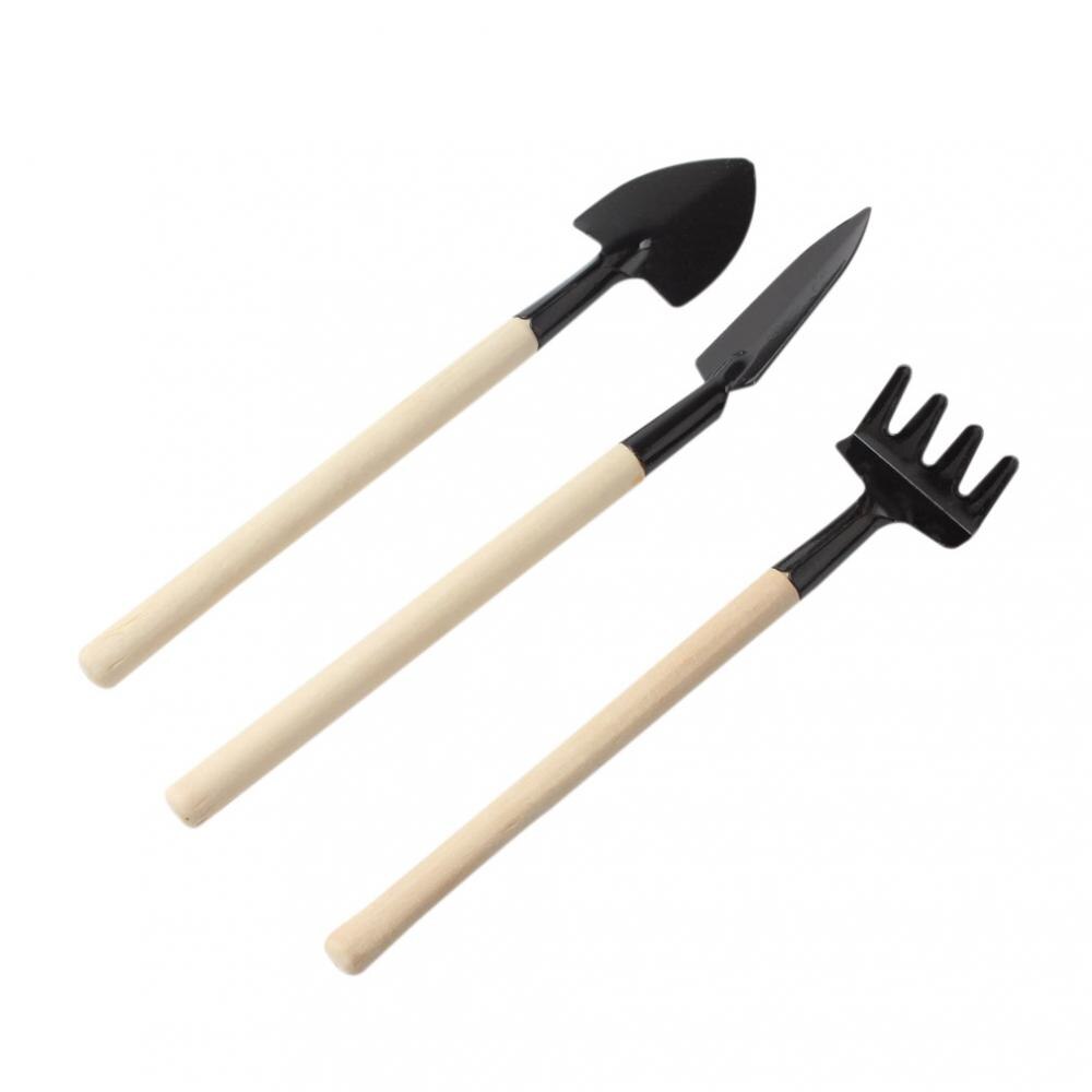 3 Stks/partij Mini Tuingereedschap Kleine Schop Hark Spade Houten Handvat Metal Head Tuingereedschap Kleine Mini