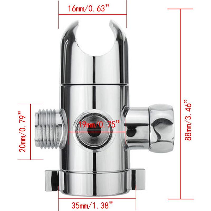 Krom 3-vägs T-koppling Duschhuvud Avledningsventil G1/2 Tre-funktionsbrytare Adapter Justerbar Duscharm Monterad