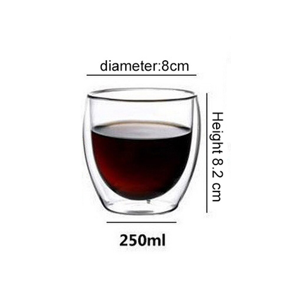 Coffee Cup 80ml/250ml/350ml/450ml ​Shot Glass Tea Drink Health Regimen Double Layer Egg Line ​Coffee Cup Heat Resistant Mug: 250ml