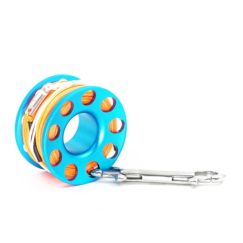 Dykking spole fingersnelle aluminium med flat line snap bolt 15m 30m for undervanns grottedykk eller fiske: 30m blå eller