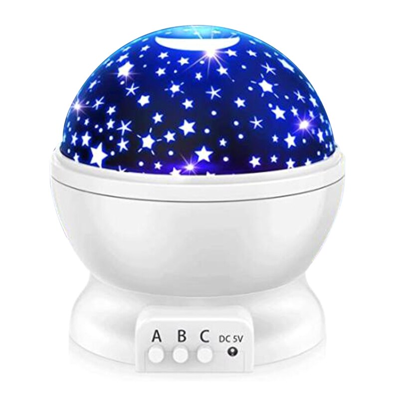 Sterrenhemel projector roterende led nachtlamp planetarium kinderkamer ster lamp kinderen baby speelgoed: Wit