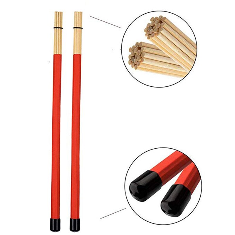 4 Stuks Universele Jazz Drumsticks Set Omvat 5A Maple Drumsticks Bamboe Staaldraad Borstels En Fluwelen Zakje