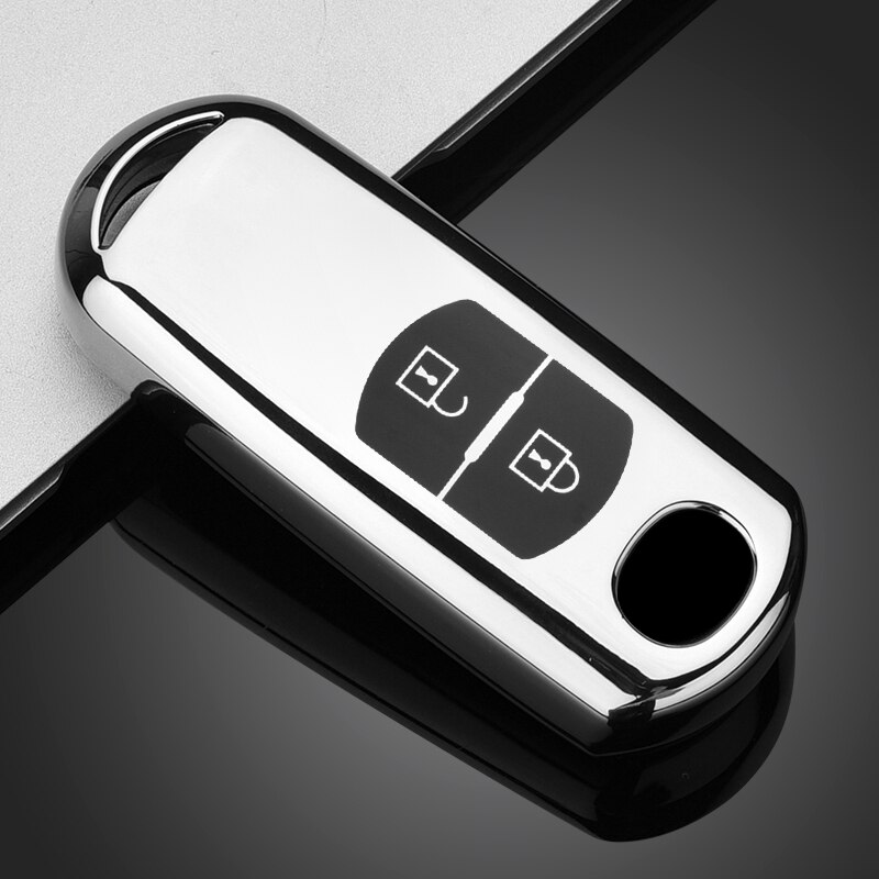TPU Auto Fernbedienung Schlüssel fallen Abdeckung Für Mazda 2 3 6 Atenza Axela Demio CX-5 CX5 CX-3 CX7 CX-9 zubehör: 2 Taste-Silber-
