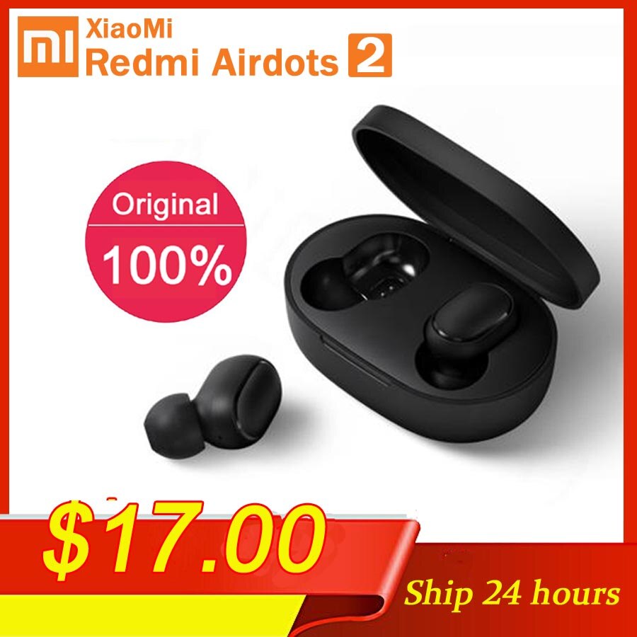 Original Xiaomi Redmi Airdots 2 TWS Bluetooth Earphone Stereo bass BT 5.0 Eeadphones With Mic Handsfree Earbuds AI Control