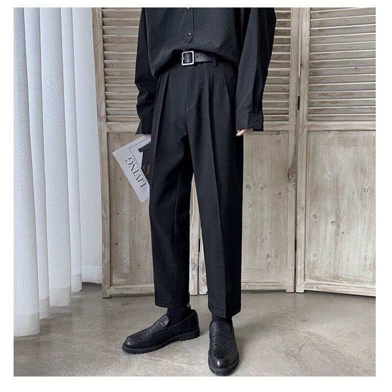Pantalones de traje de negocios para hombre, Pantalón elástico, color sólido, holgado y cómodo, color negro y azul, talla 29-40