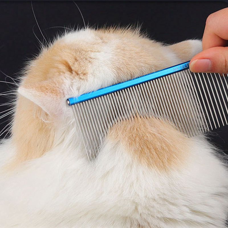 Pente de cabelo para animais de estimação, 16/19cm, para cachorro, gato, desembaraçador, corte de pele, despedida, escova, ferramenta de aliciamento para longo ​ Cabelo Encaracolado Pet