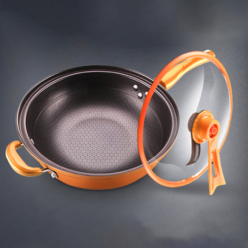 32 Cm Vacuüm Wok Non Stick Pan Geen Olie Rook Pot Ijzeren Pot Huishouden Keuken Inductie Fornuis Universele Pan